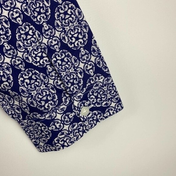 Chico's Button Up Shirt Womens White/Blue Size 0 paisley Ladies Shirt - Picture 6 of 10